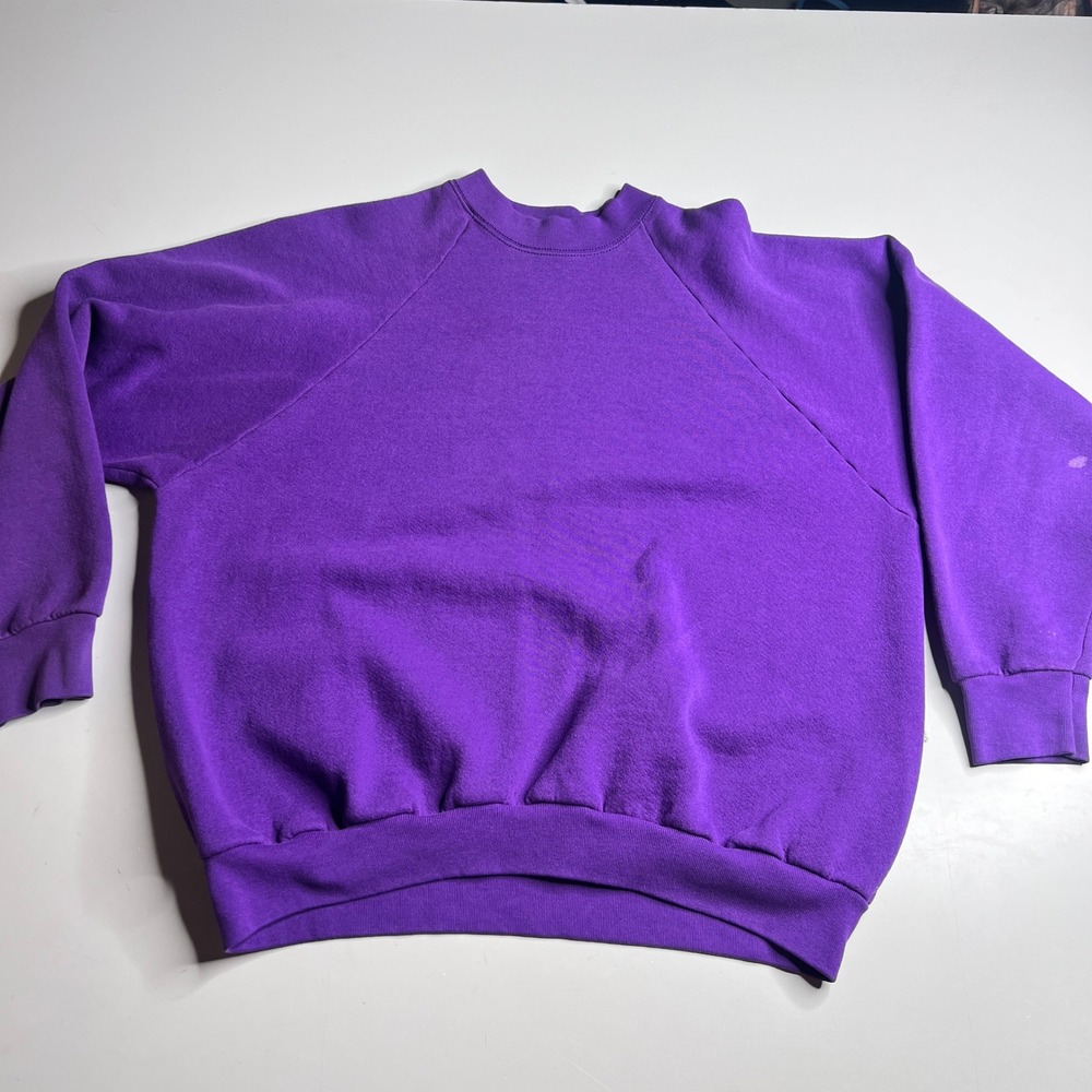 Vintage Fruit of the Loom Purple Sweatshirt Womens XL Raglan Sleeve Made in‎ USA